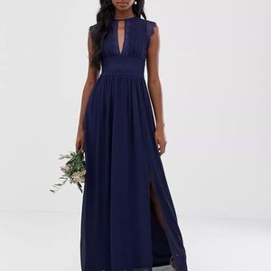 ASOS TALL Lace detail Bridesmaid Mother of the Bride Dress in Navy